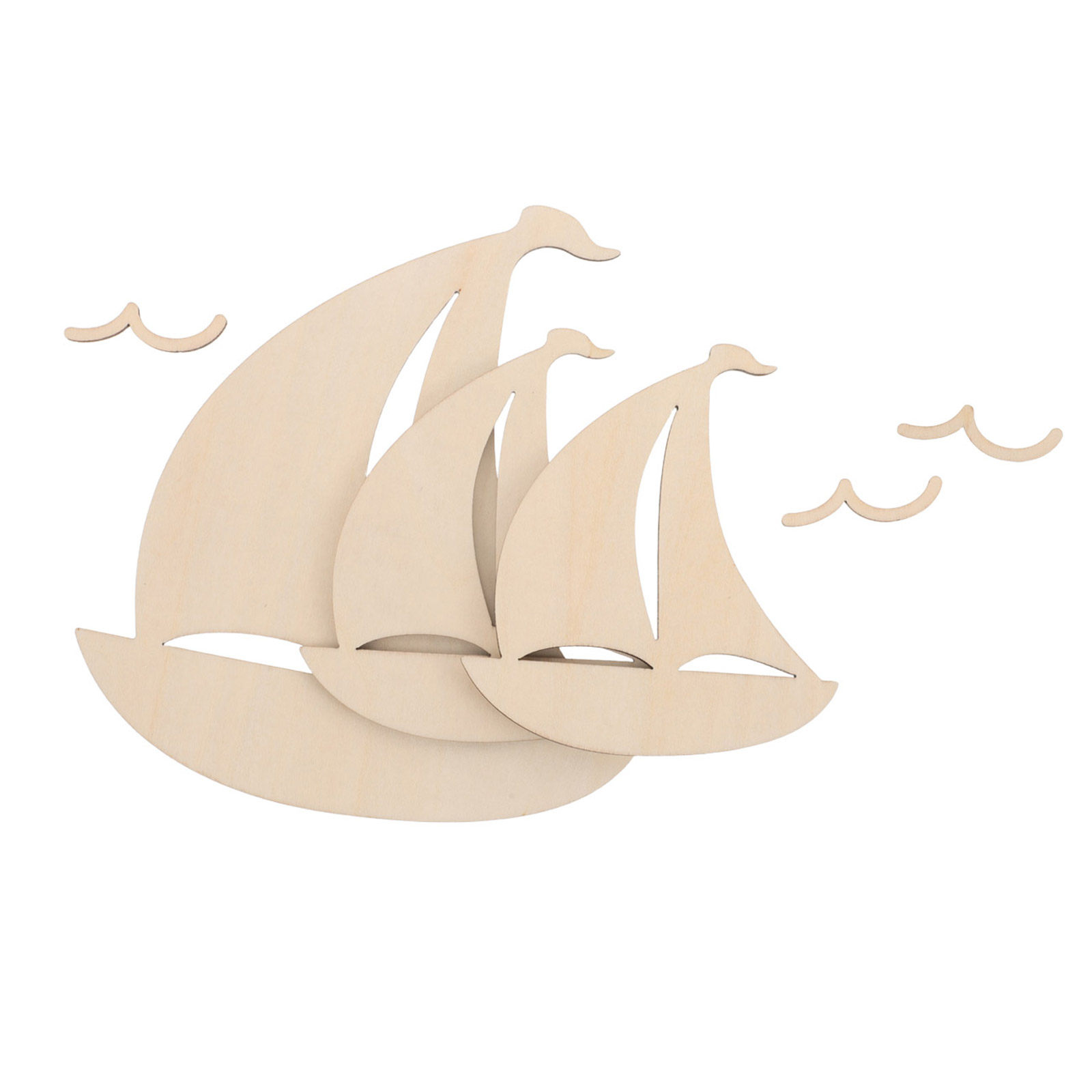 Art And Craft For Nursery - 6개 세트의 나무로 만든 돛단배 모양